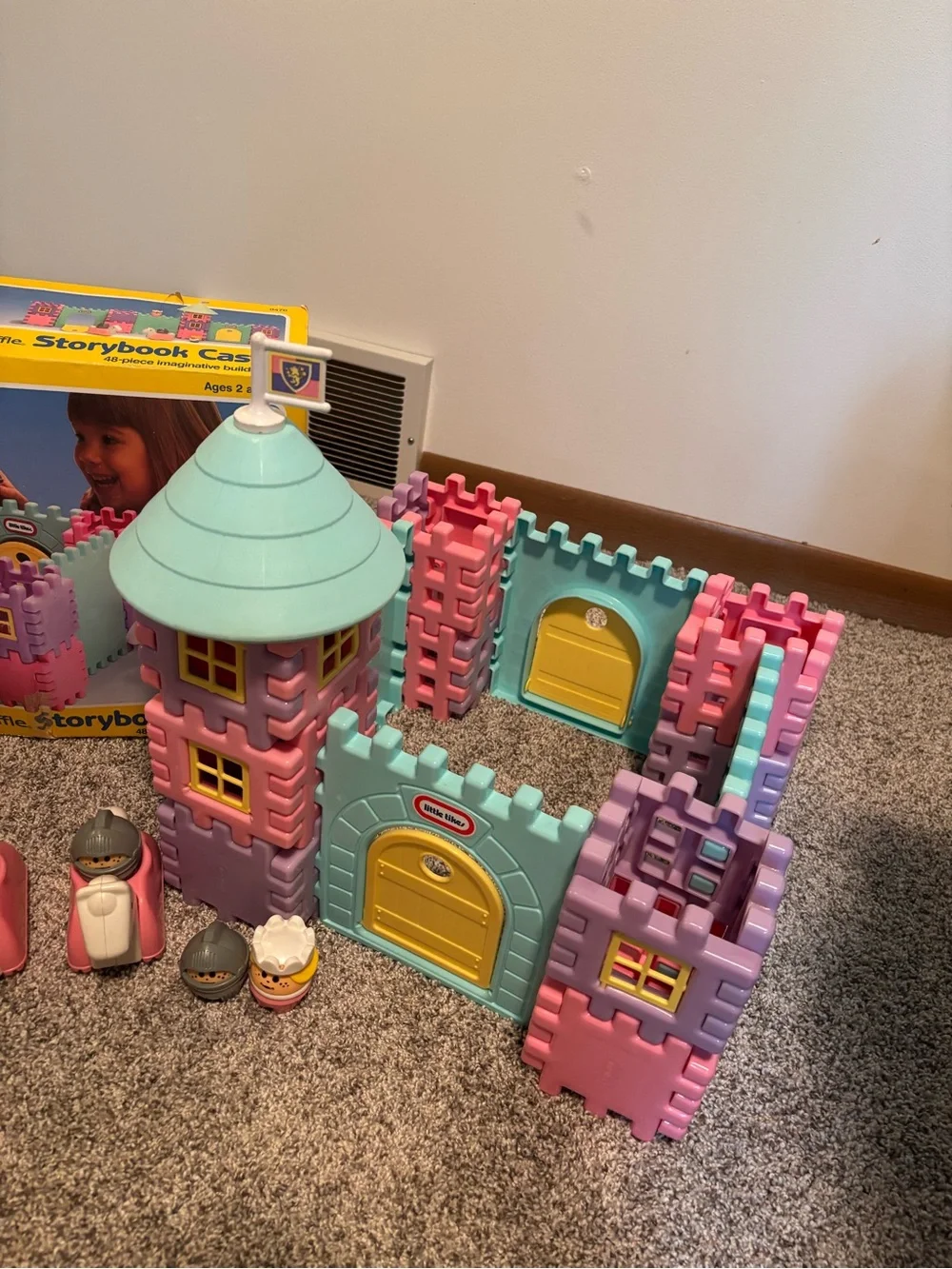 Vintage Rare Set Wee Waffle Storybook Castle - Pastel Pink, Purple & Blue